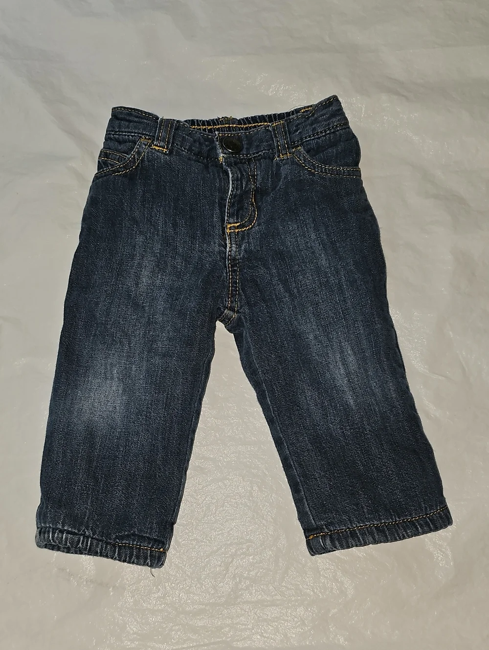Old Navy Baby 3-6 Months Soft Denim Jeans with Red Fleece Lining Used
